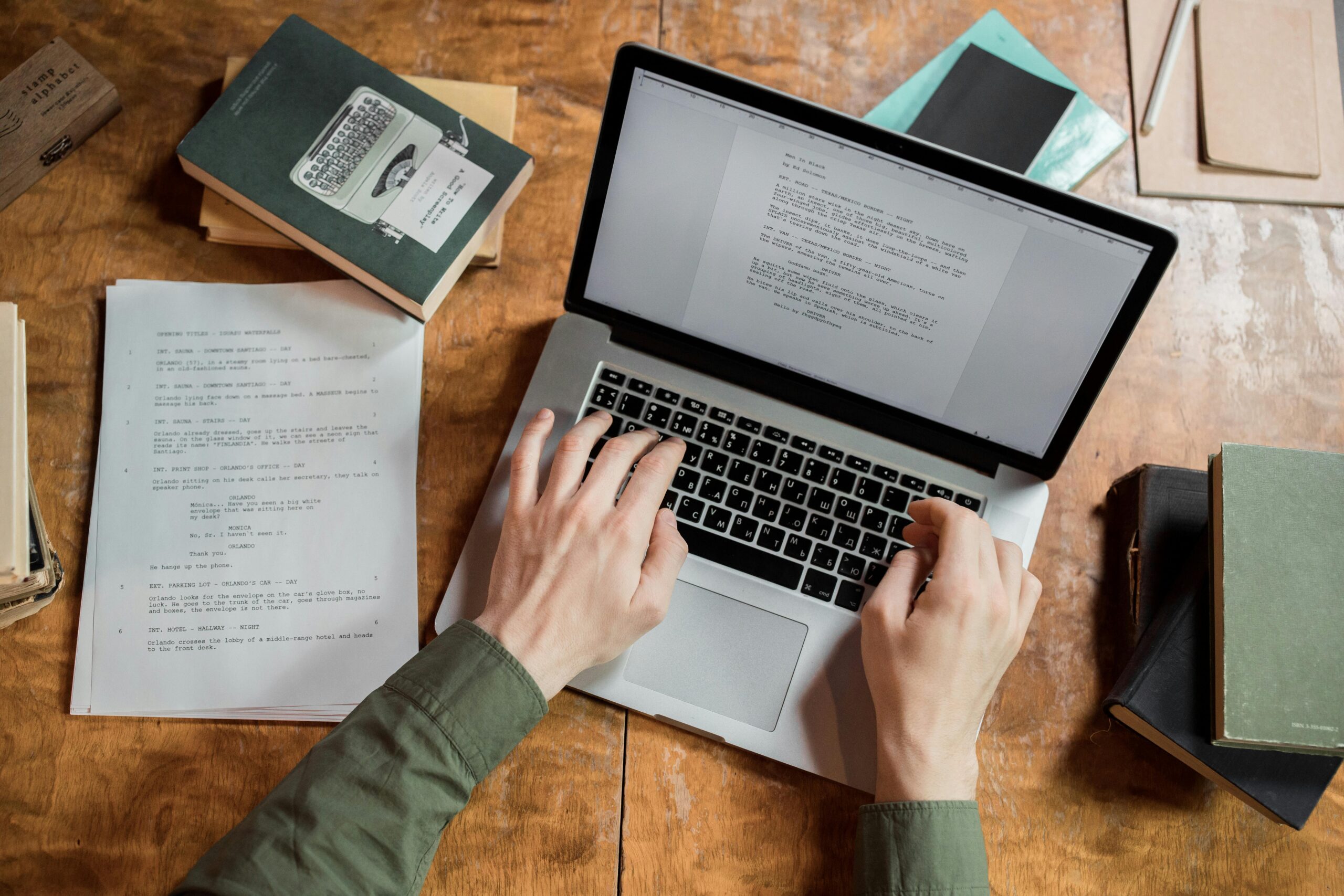 Screenwriter working on script